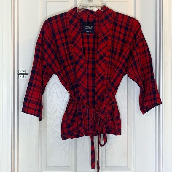 Madewell buffalo plaid wrap shirt Size Medium - Picture 1 of 10